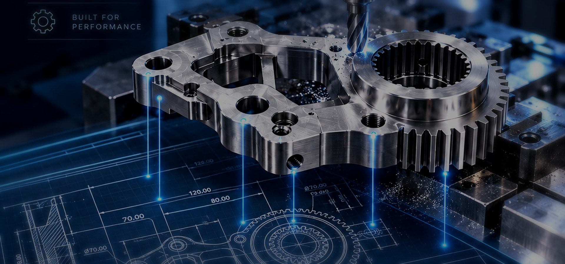 Night engineering machining scene